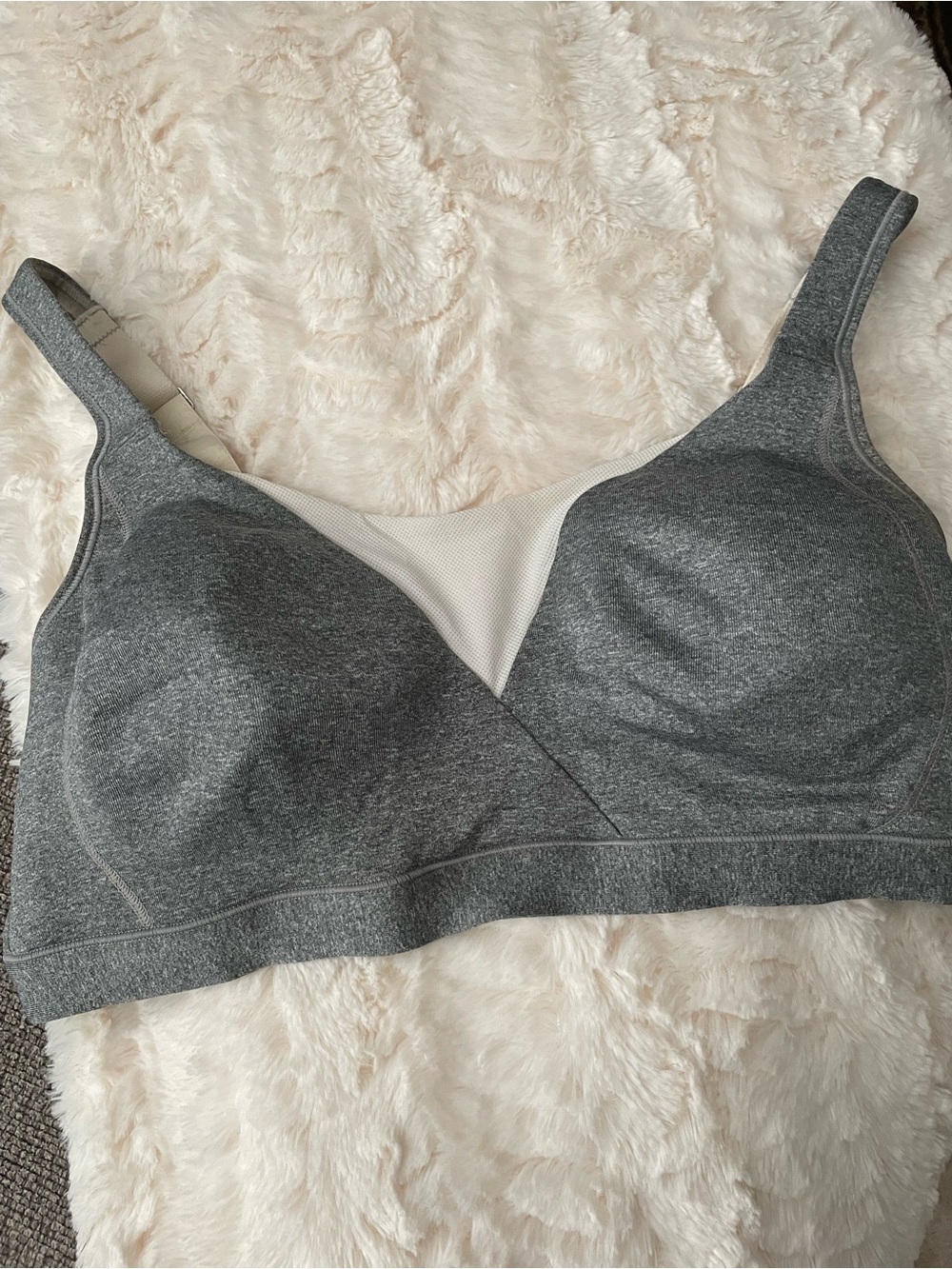 Playtex Gray Wireless Sports Bra with Breathable Mesh Insert